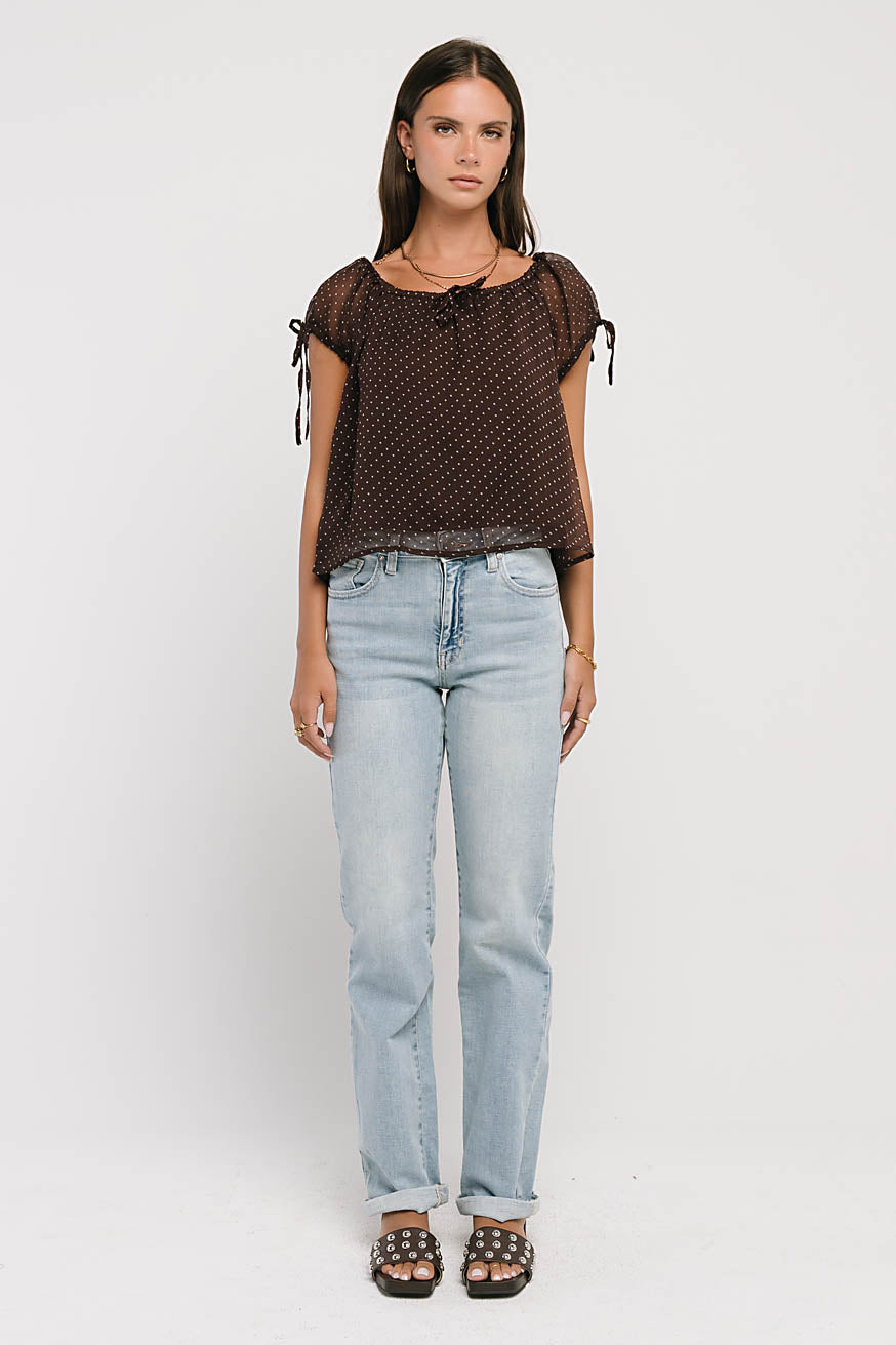 Rynlee Polka Dot Blouse in Brown