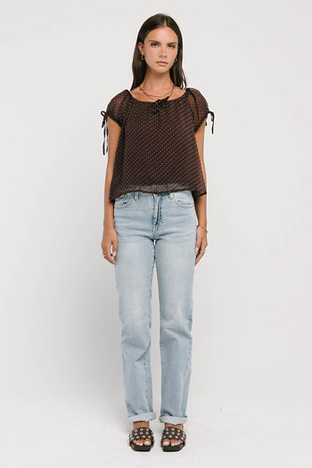 Rynlee Polka Dot Blouse in Brown
