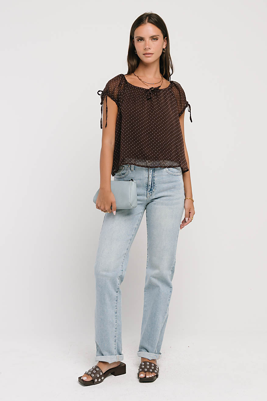 Rynlee Polka Dot Blouse in Brown