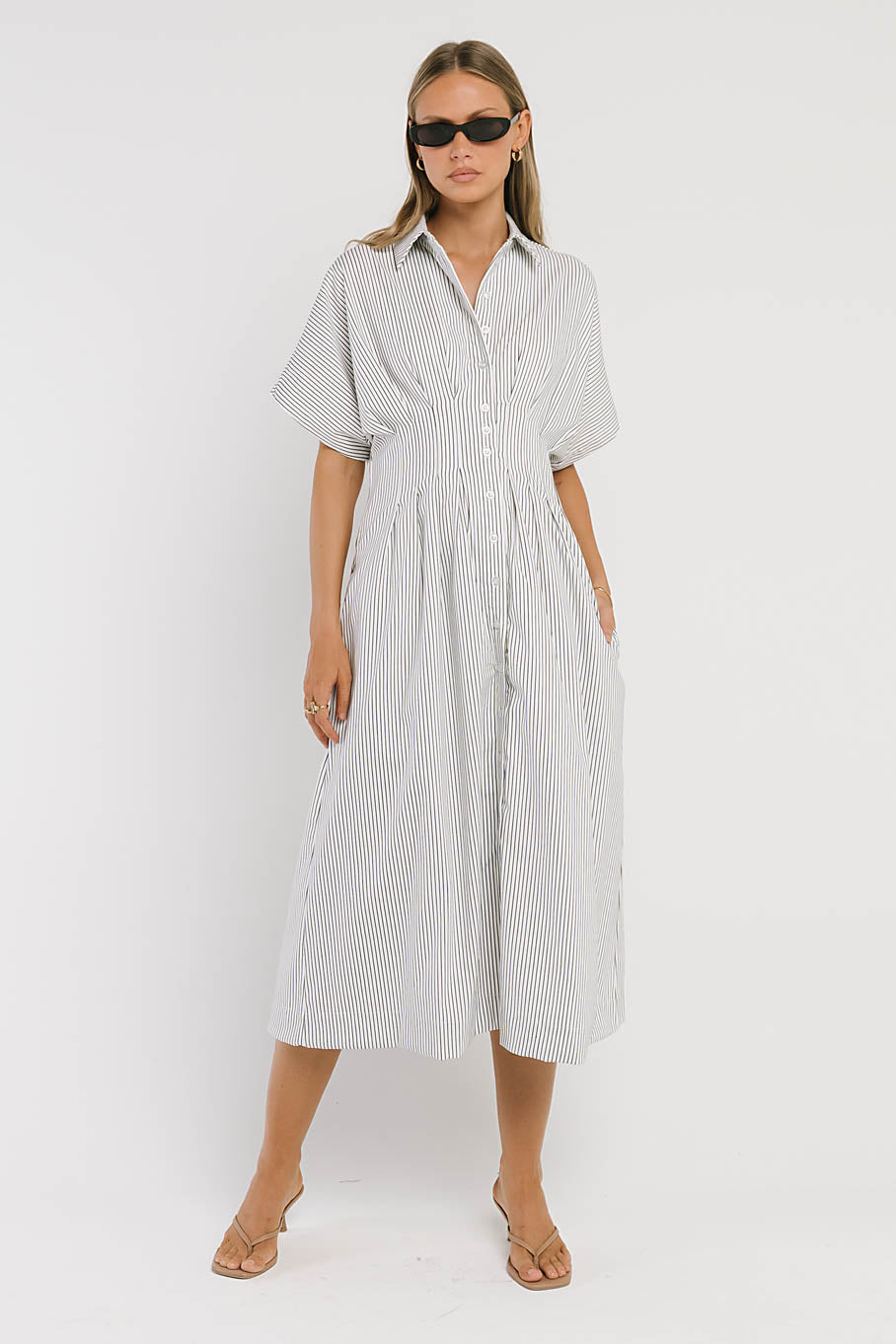 Collins Striped Maxi Dress in White