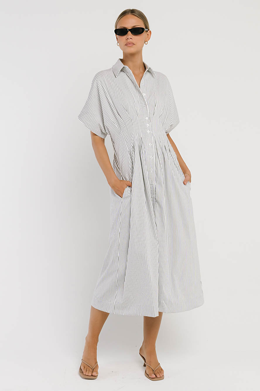 Collins Striped Maxi Dress in White