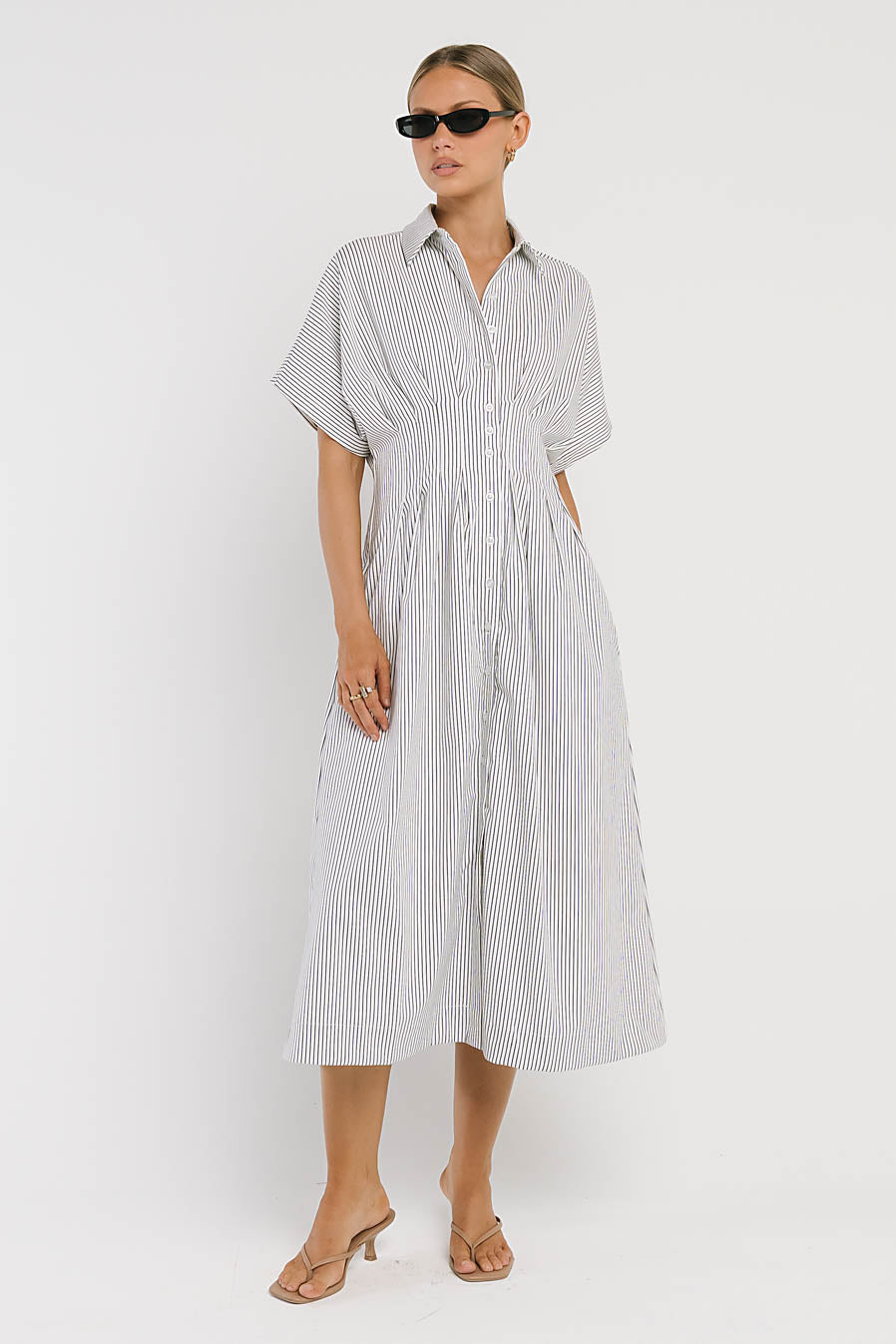 Collins Striped Maxi Dress in White