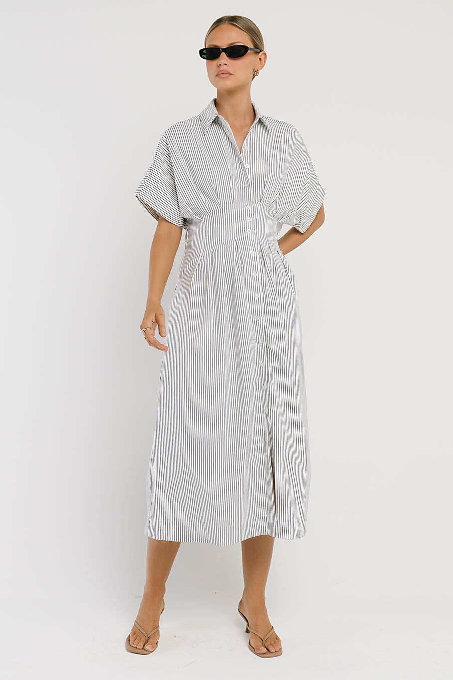 Collins Striped Maxi Dress in White