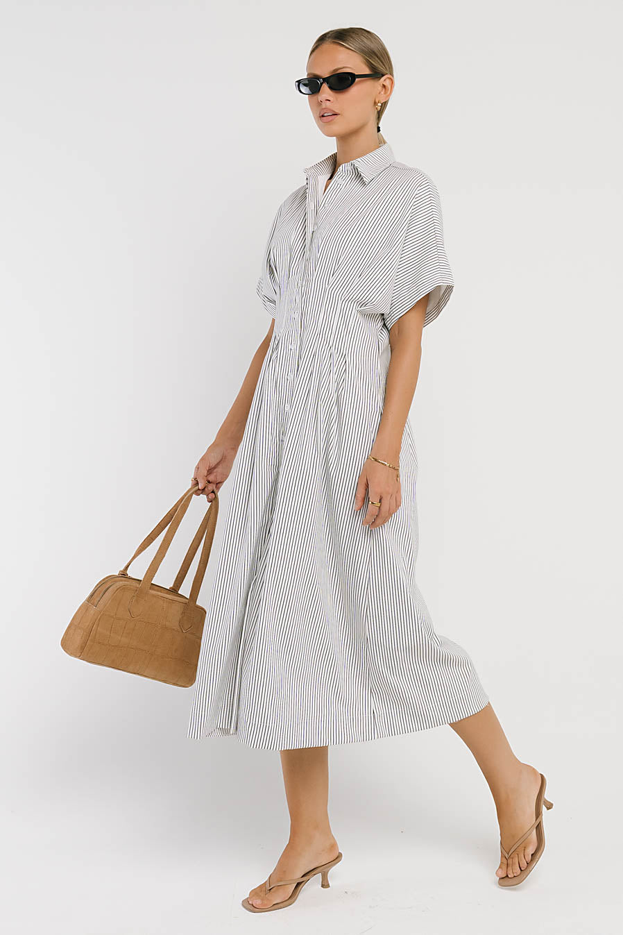 Collins Striped Maxi Dress in White