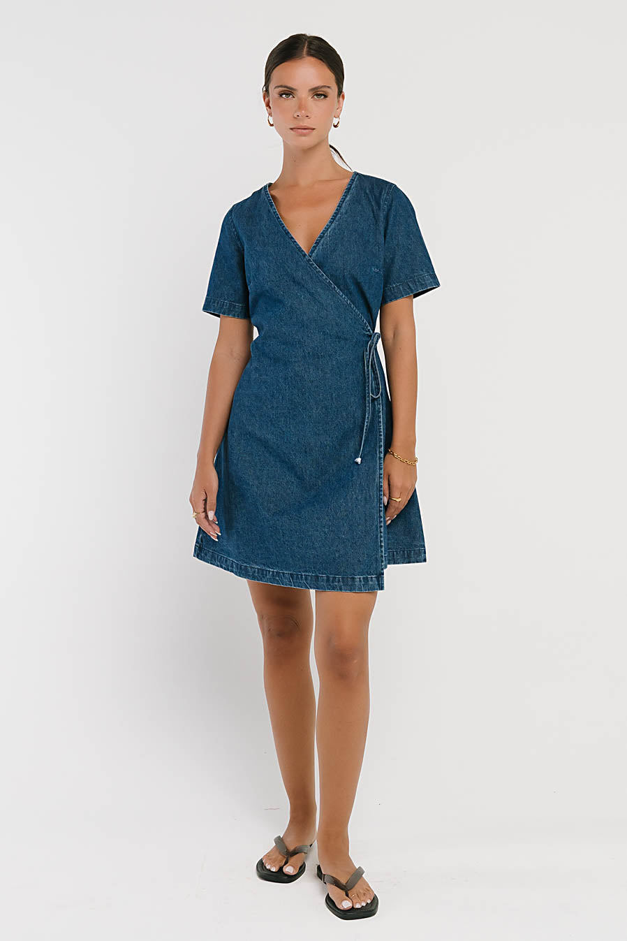 Rue Denim Wrap Dress XL / Medium Wash