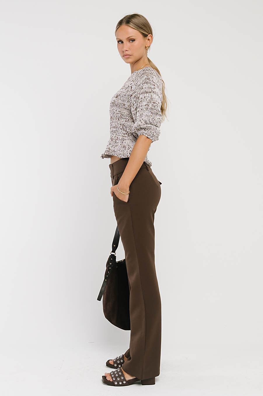 Maycie Two-Toned Sweater in Brown