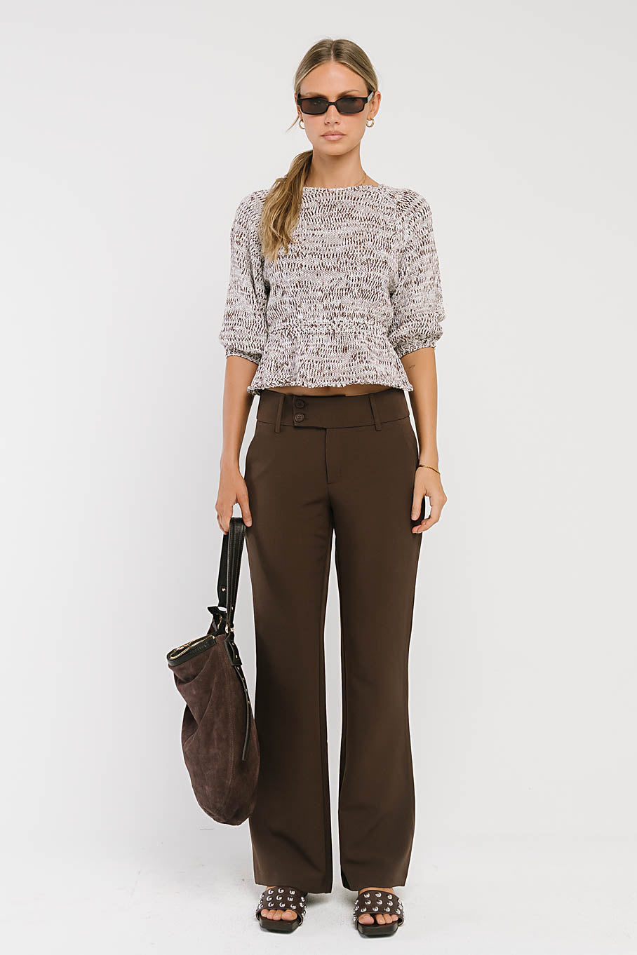 Maycie Two-Toned Sweater in Brown