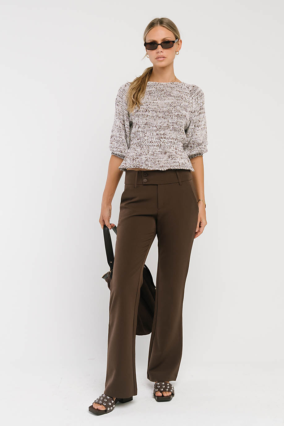 Maycie Two-Toned Sweater in Brown