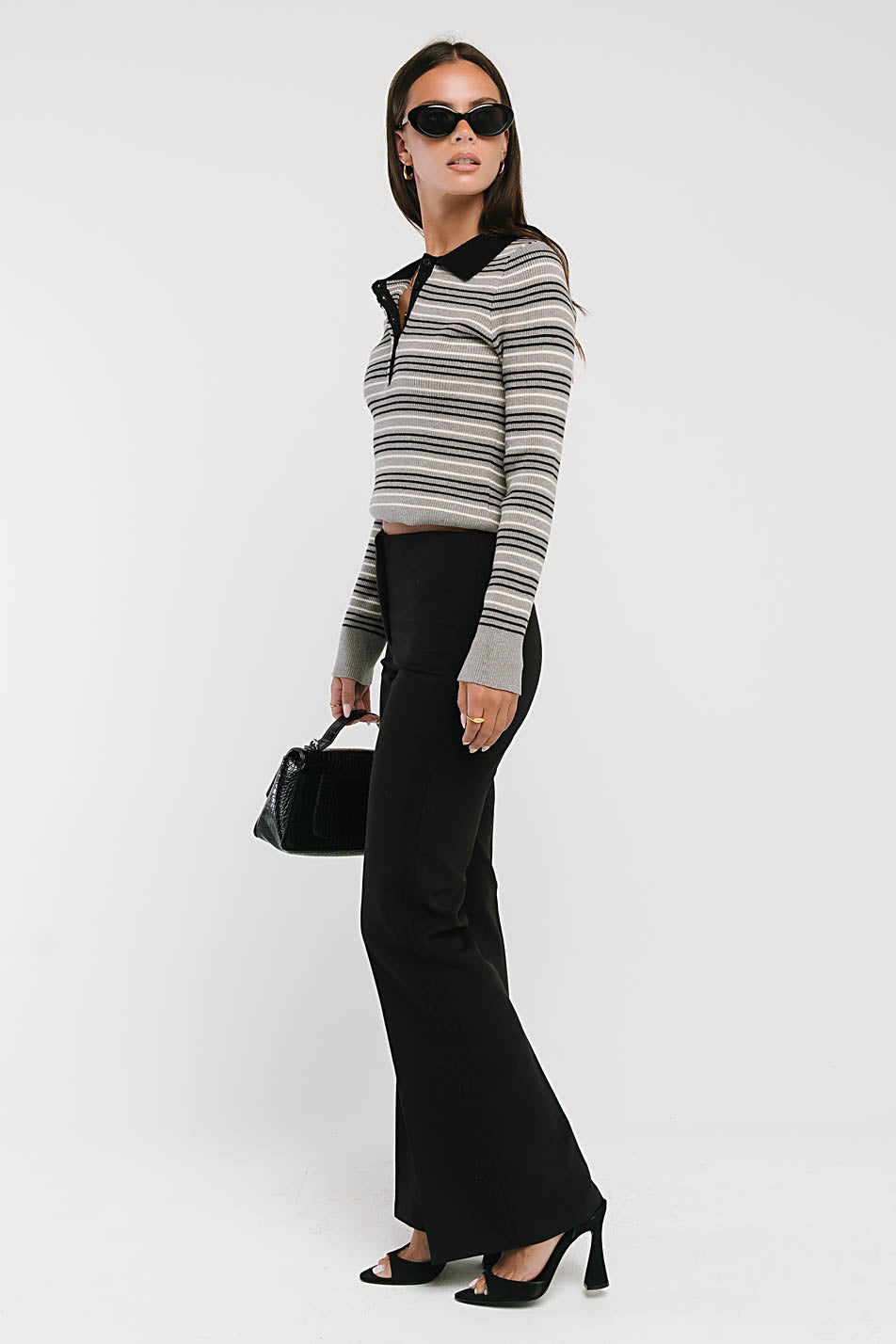 Romero Striped Sweater in Grey