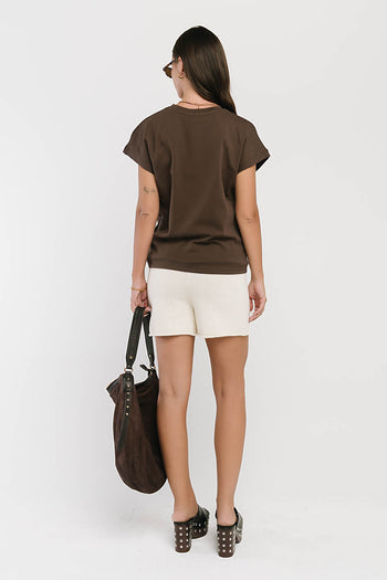 Elara Oversized Tee in Brown