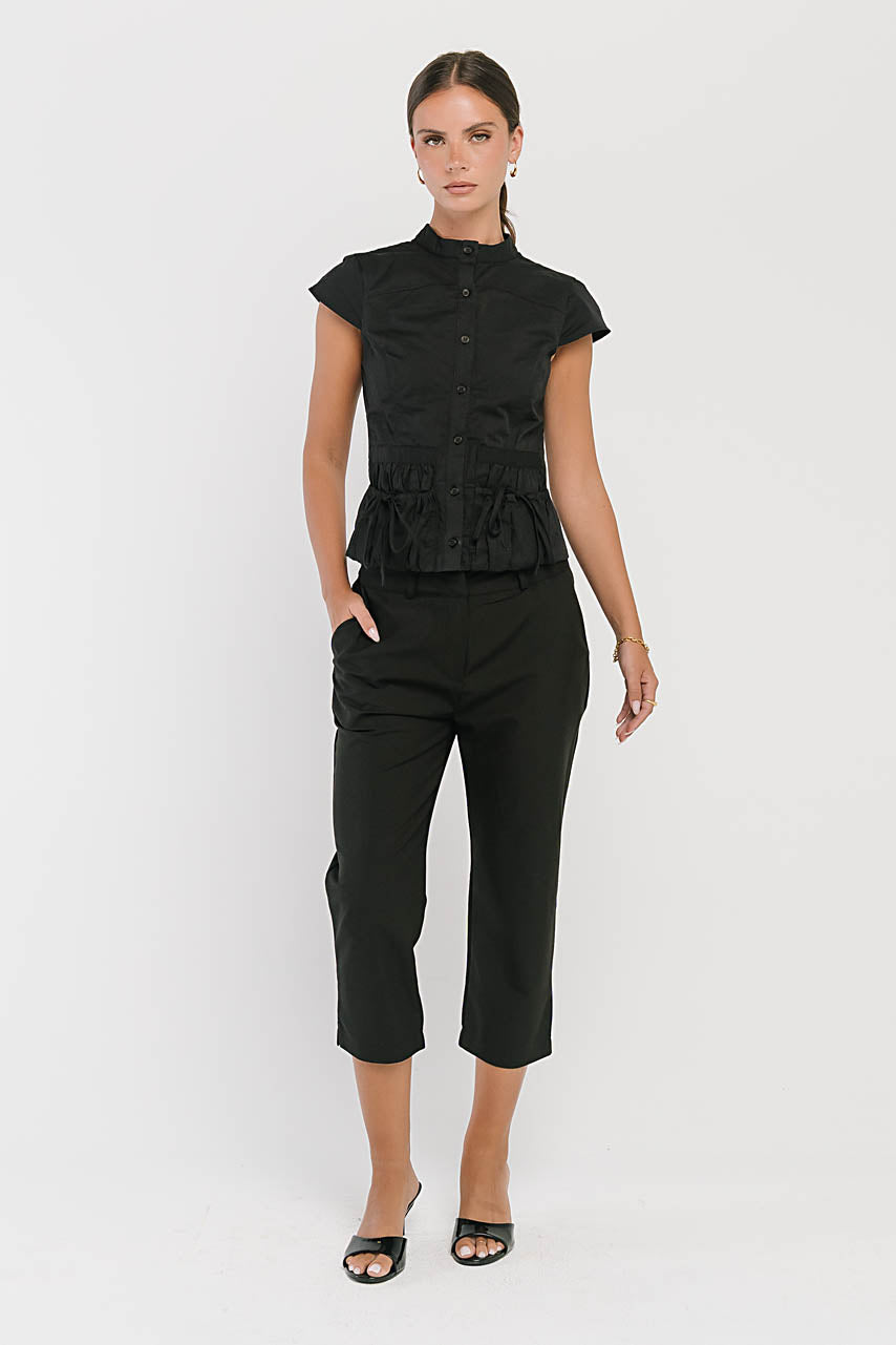 Mila Button Down Top in Black