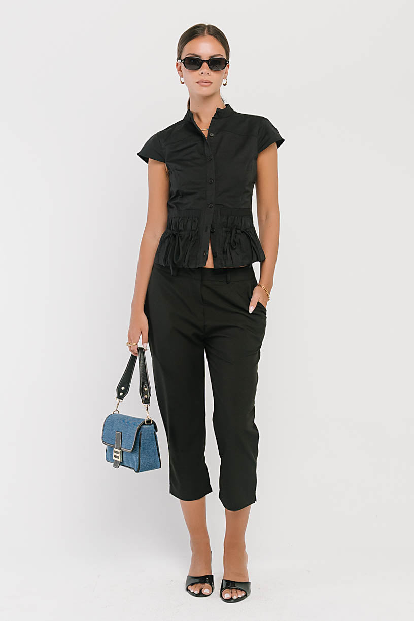 Mila Button Down Top in Black