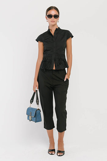 Mila Button Down Top in Black