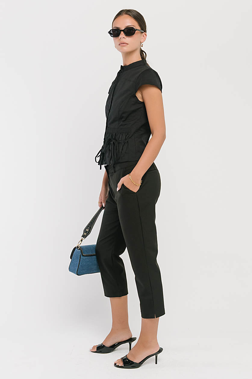 Mila Button Down Top in Black