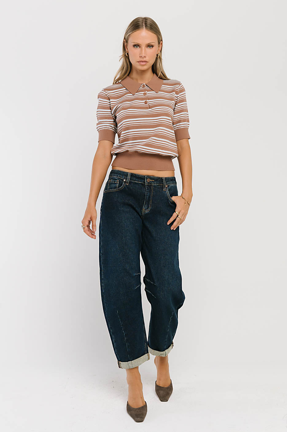 Zoe Mid Rise Barrel Jeans