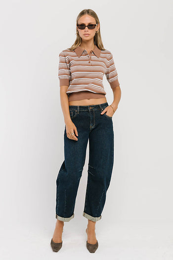 Zoe Mid Rise Barrel Jeans