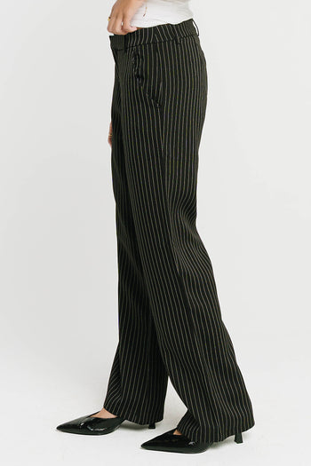 Evelyn Pinstripe Trousers in Black