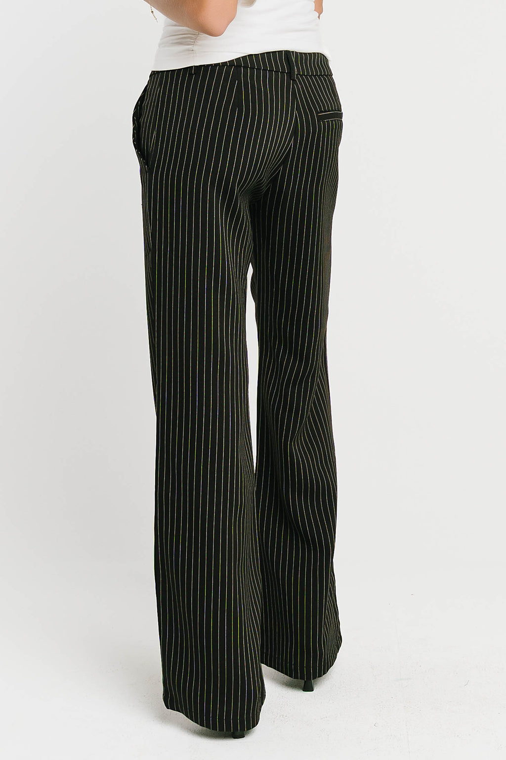 Evelyn Pinstripe Trousers in Black