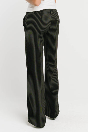 Evelyn Pinstripe Trousers in Black