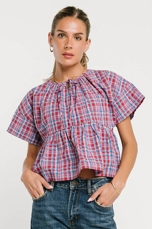 Juliette Plaid Peplum Top