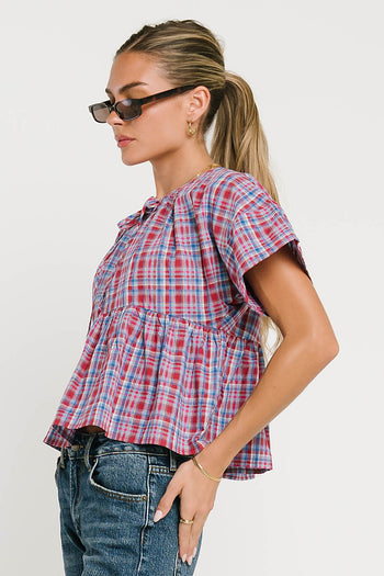 Juliette Plaid Peplum Top