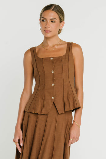 Cadence Tank Top in Brown