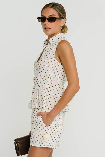 Alisha Collared Polka Dot Top