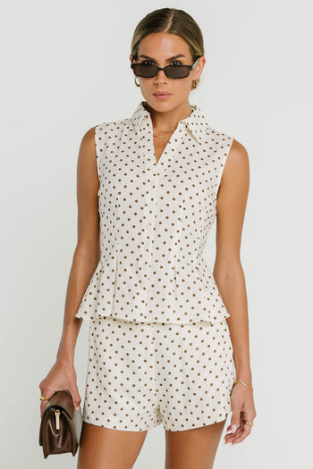 Alisha Collared Polka Dot Top