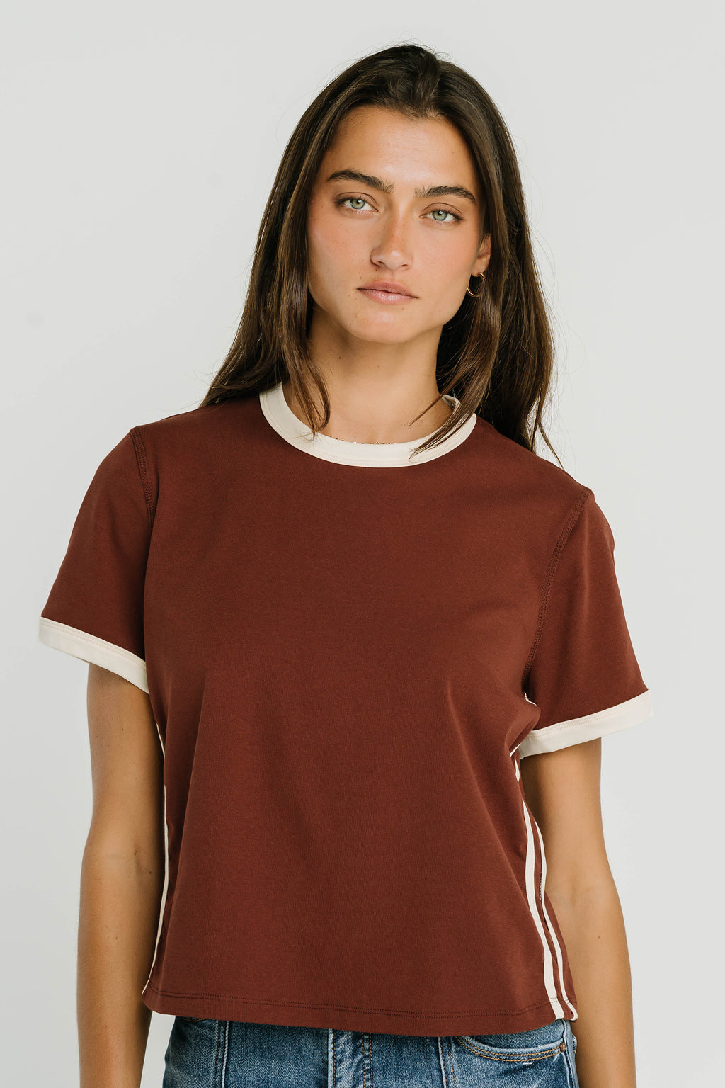 Chelsea Contrast Tee in Brown