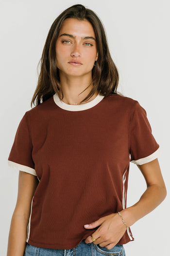 Chelsea Contrast Tee in Brown