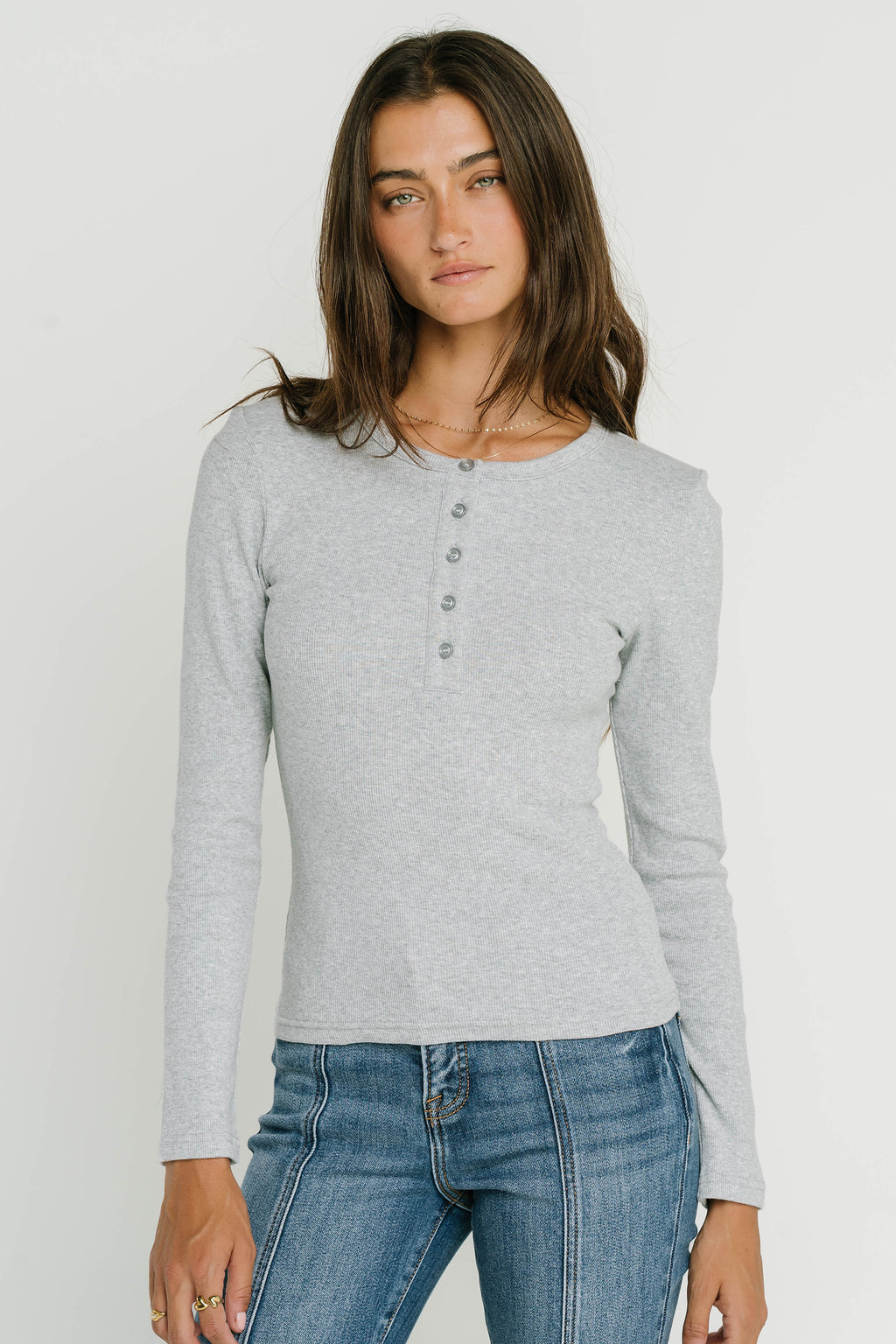 Riley Henley Top in Grey