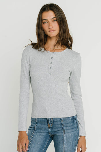 Riley Henley Top in Grey