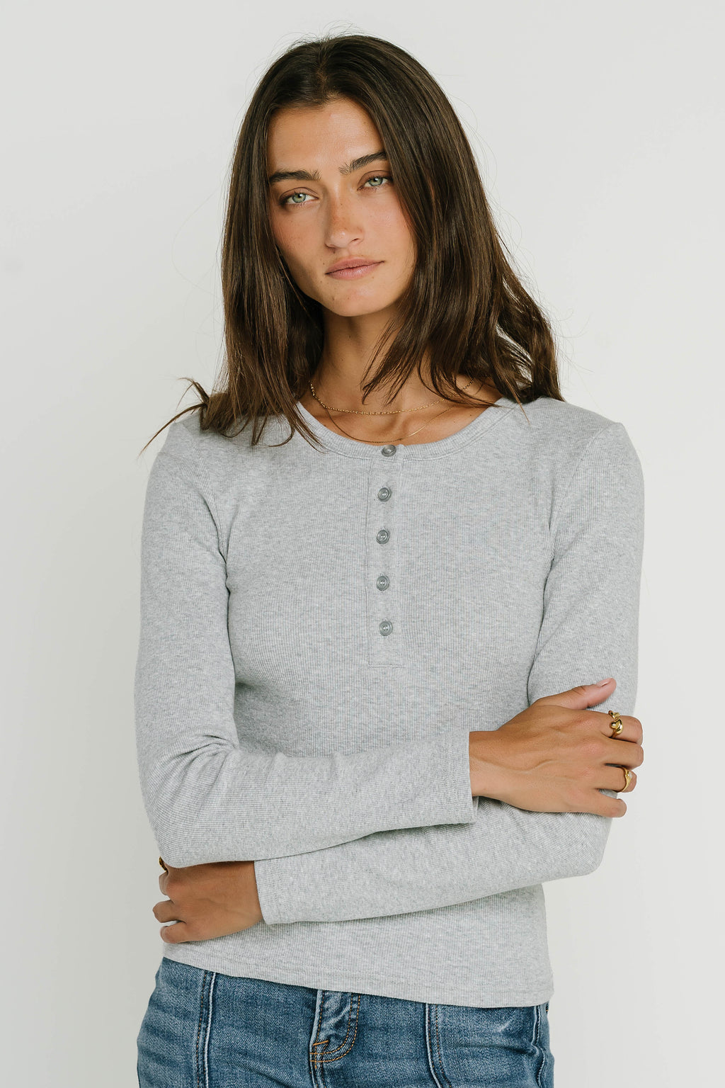 Riley Henley Top in Grey