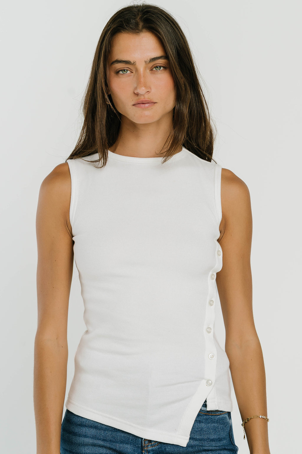 Nina Asymmetrical Tank in Ivory