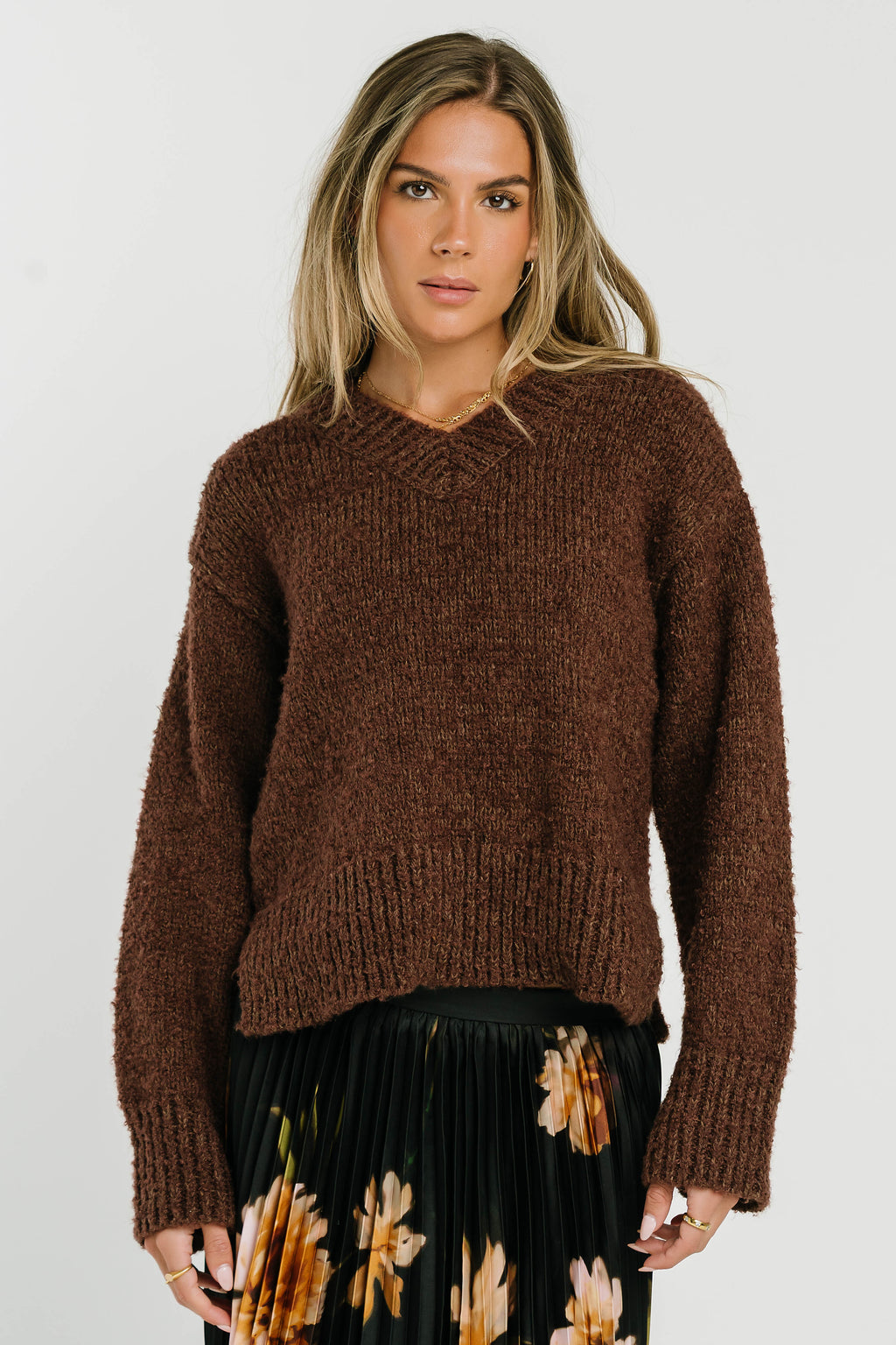 Junie Fuzzy Sweater in Brown
