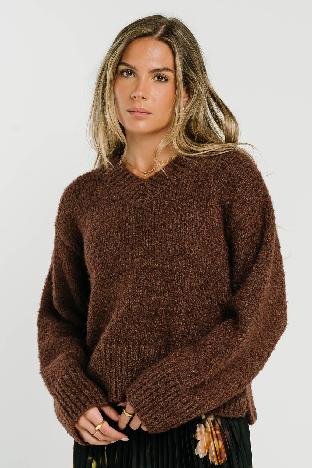Junie Fuzzy Sweater in Brown
