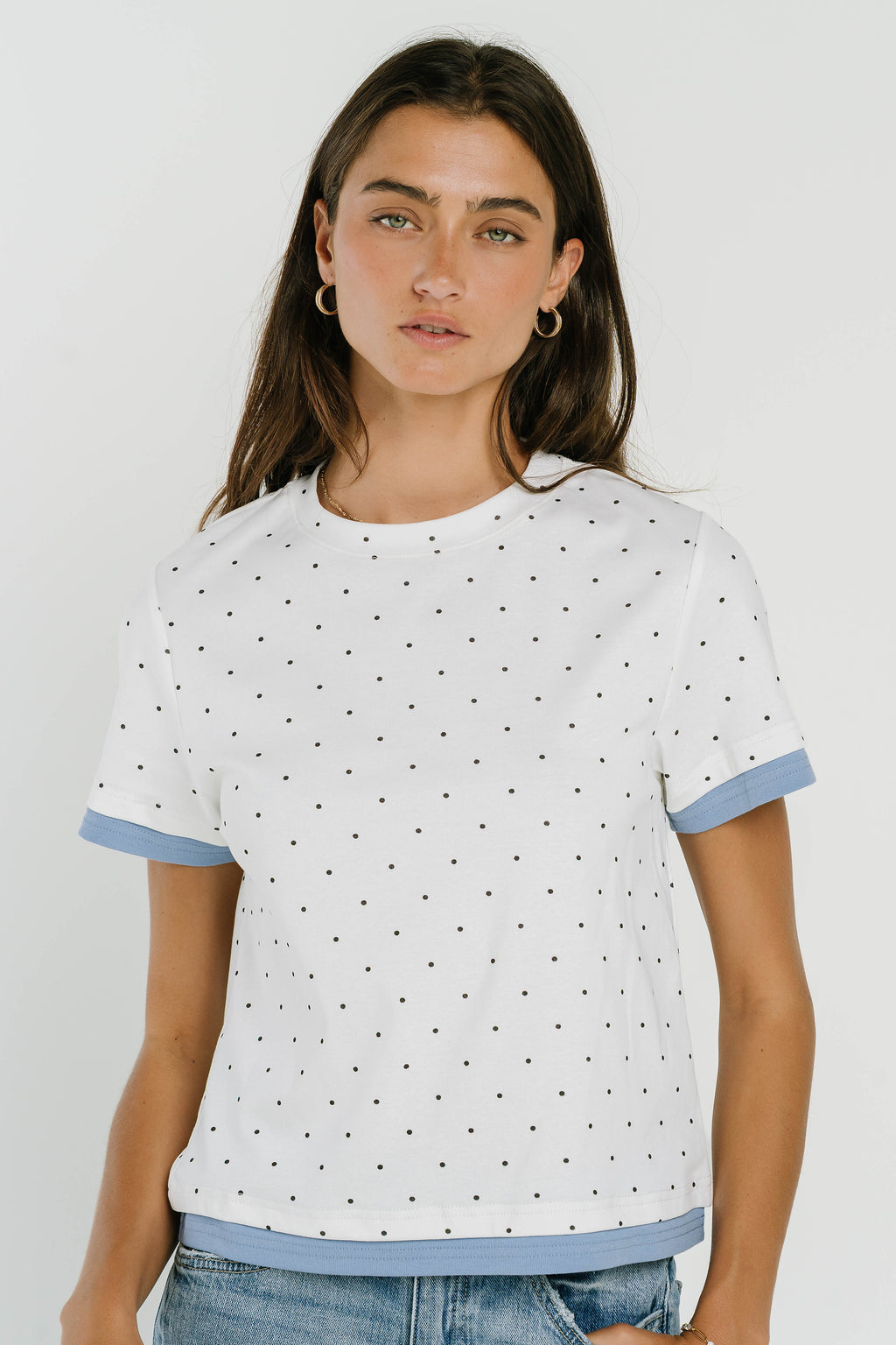 Eve Layered Polka Dot Top in Off White