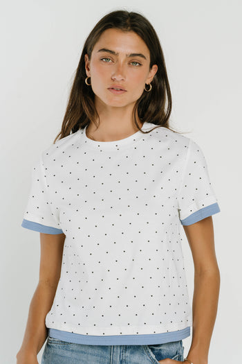 Eve Layered Polka Dot Top in Off White