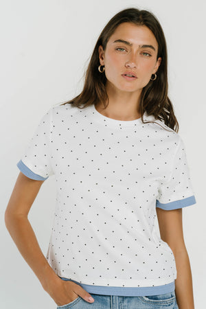 Eve Layered Polka Dot Top in Off White