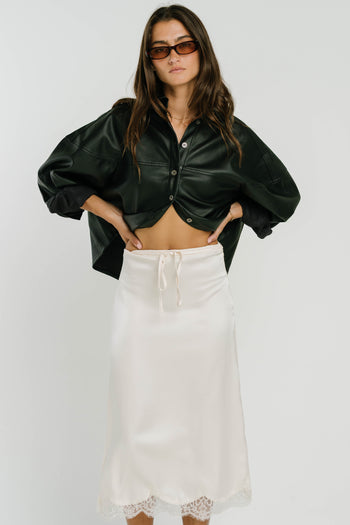 Cleo Lace Trim Midi Skirt in Cream