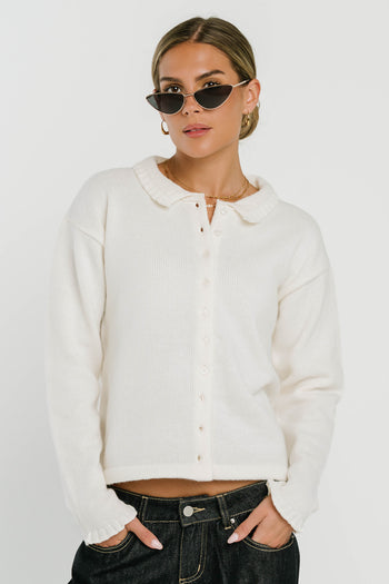 Trixie Ruffled Cardigan in Ivory - FINAL SALE