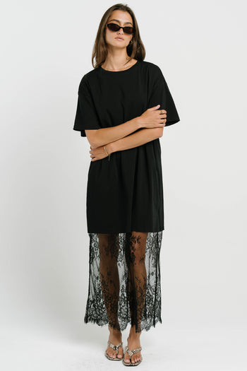 Tracie T-Shirt Dress in True Black