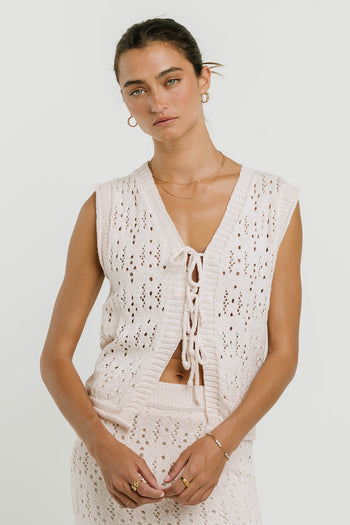Joana Knit Vest in Ivory - FINAL SALE