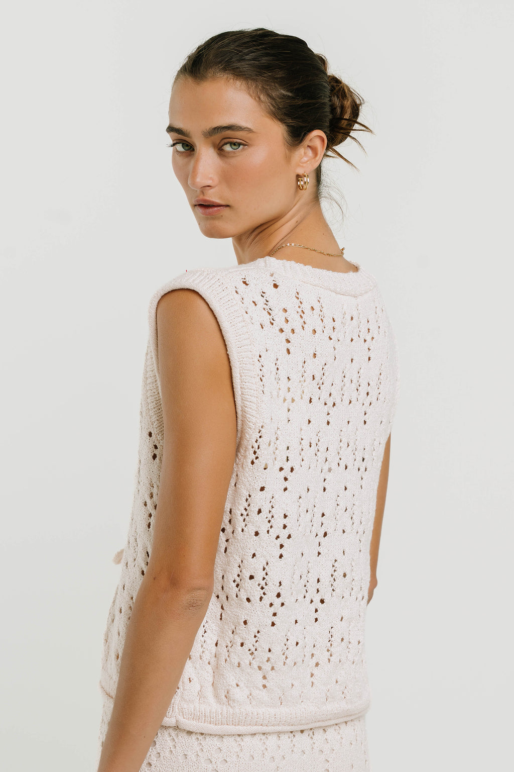 Joana Knit Vest in Ivory - FINAL SALE