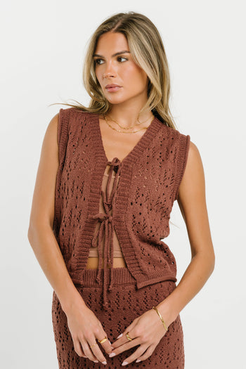Joana Knit Vest in Marsala - FINAL SALE