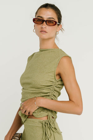 Freda Ruched Top in Green