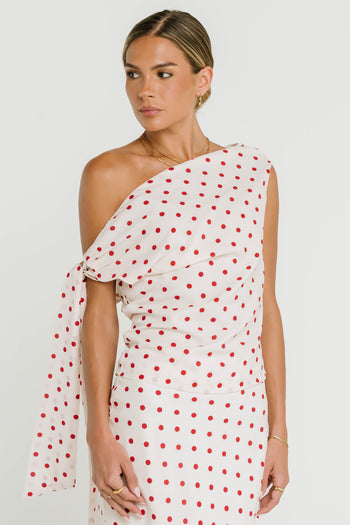 Haven Satin Polka Dot Top in Cream