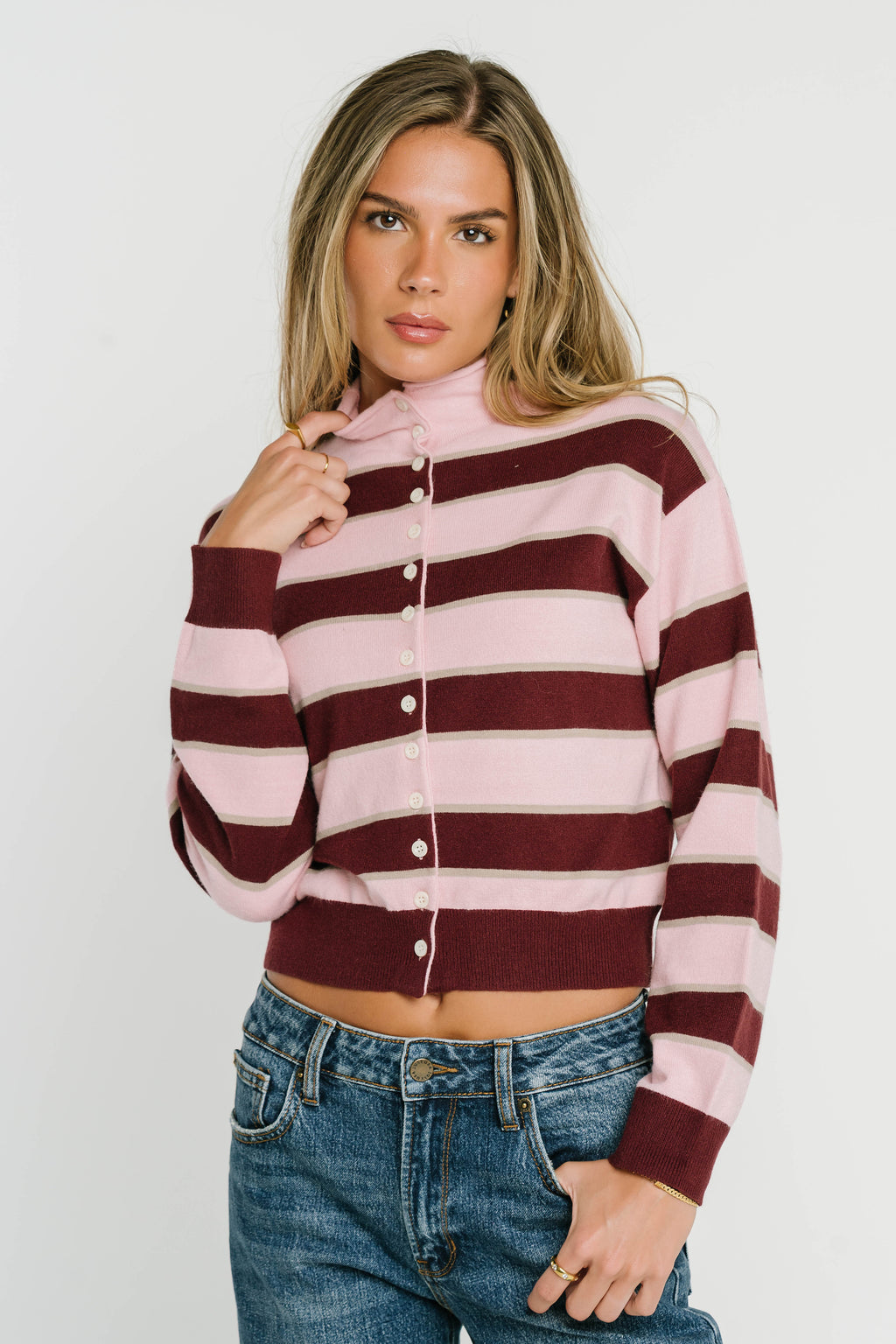 Laurie Striped Mock Neck Sweater