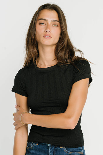 Merritt Texture Top in Black
