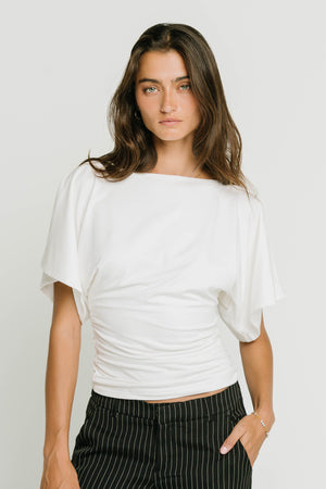 Jaida Ruched Top in Ivory